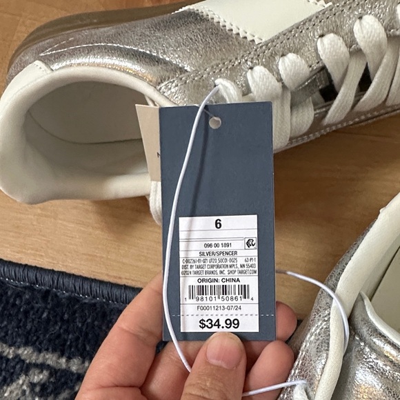 Universal Thread Metallic Silver Sneakers with White Accents - Picture 3 of 5
